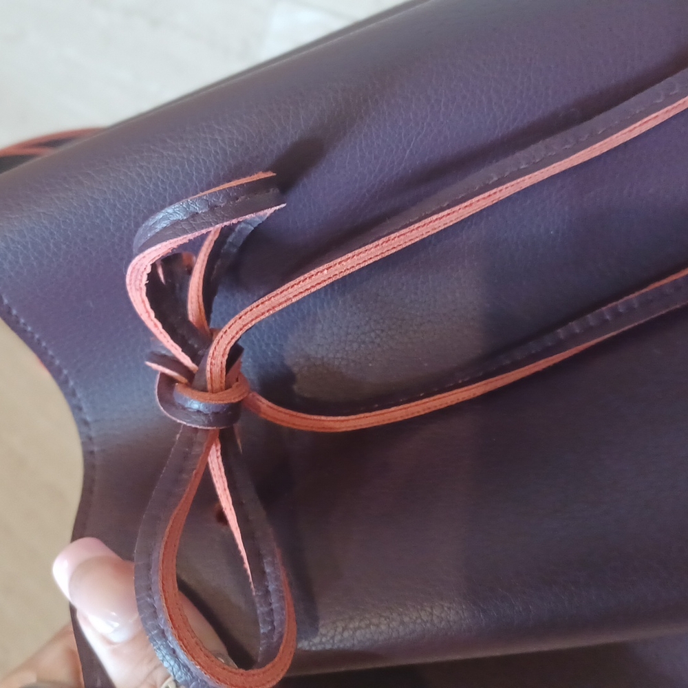 Eggplant Purple Drawstring Crossbody Bucket Bag - Picture 2 of 10